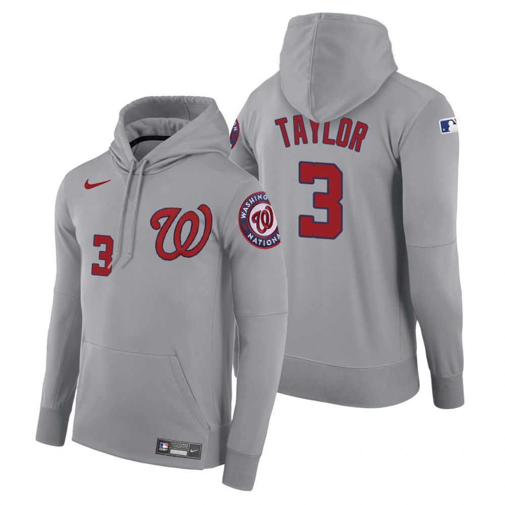 Men Washington Nationals 3 Taylor gray road hoodie 2021 MLB Nike Jerseys